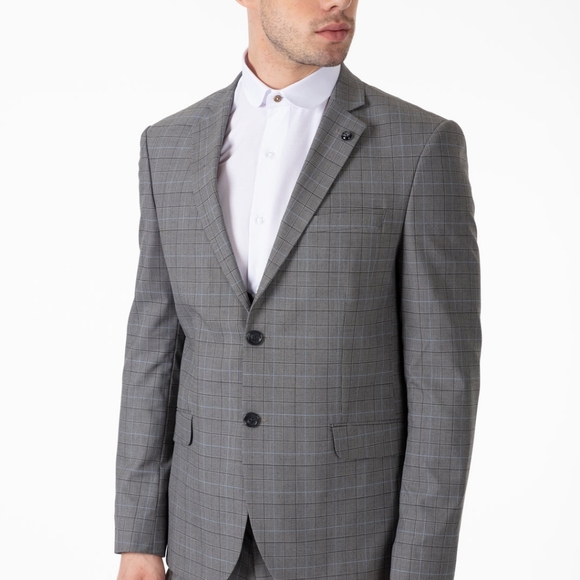 3 Piece Grey Plaid Check Suit 36R x 30W - Picture 5 of 6